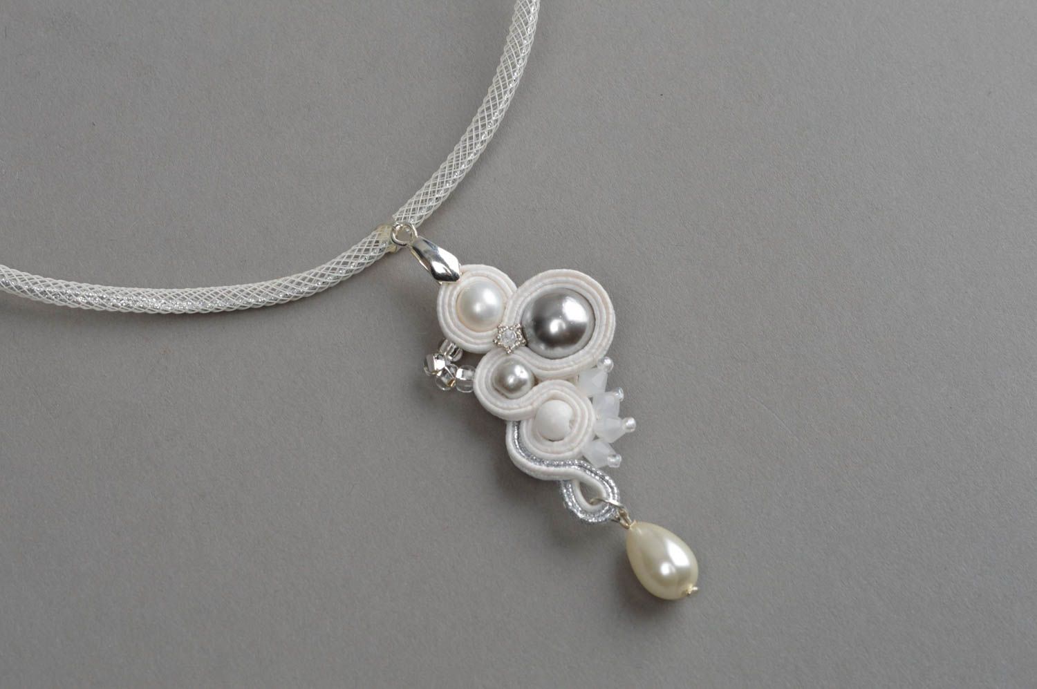 Handmade beautiful pendant soutache unusual accessory cute stylish jewelry photo 5