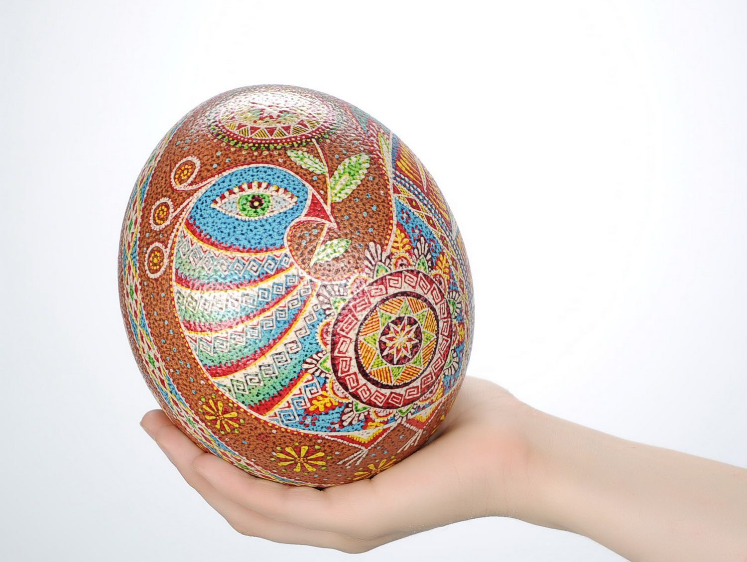 Painted ostrich egg Birds of happiness photo 5