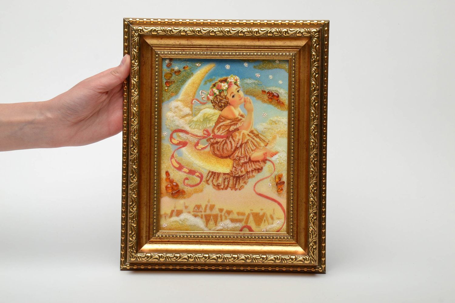 Картина на стену из янтаря Ангел фото 5