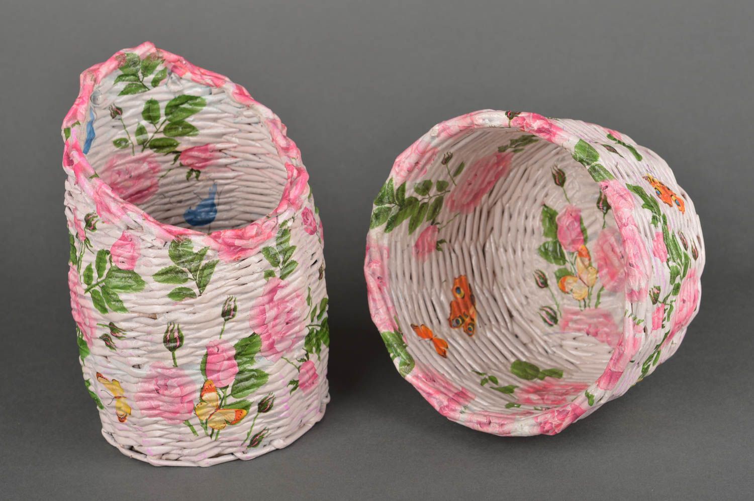 Canastas de mimbre de papel hechas a mano decoración de casa regalo original foto 2