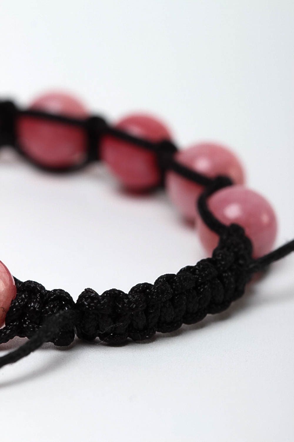 Bracelet rose en jaspe Bijou fait main tressé en cordon Cadeau pour femme photo 4