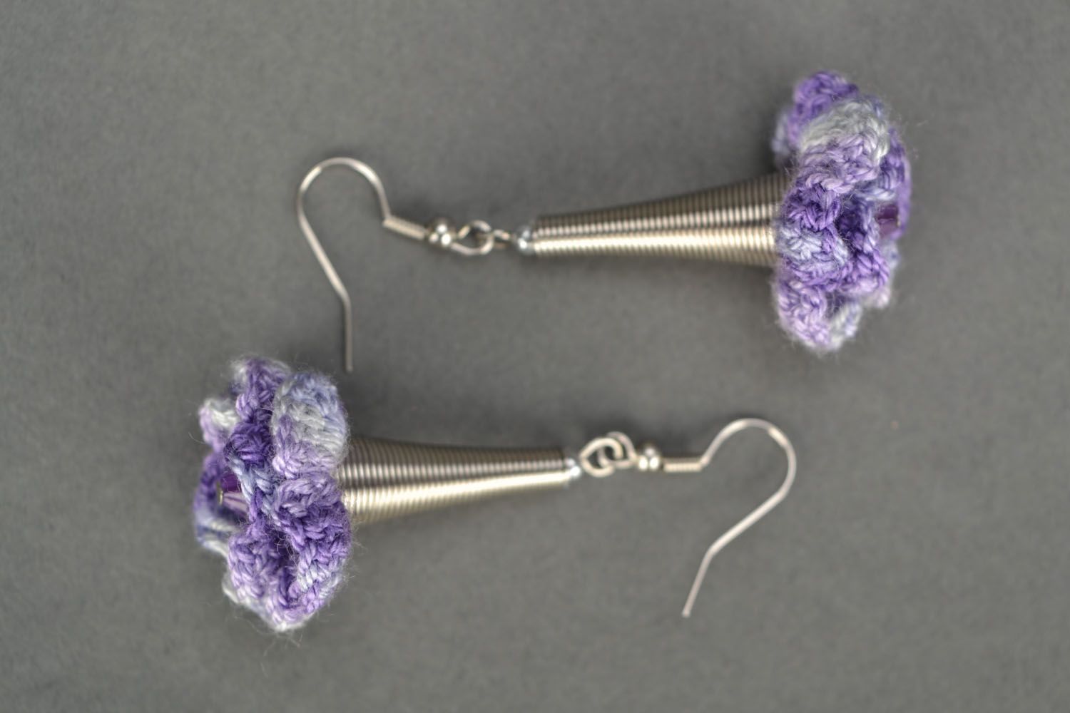 Crochet earrings Violet Flower photo 3