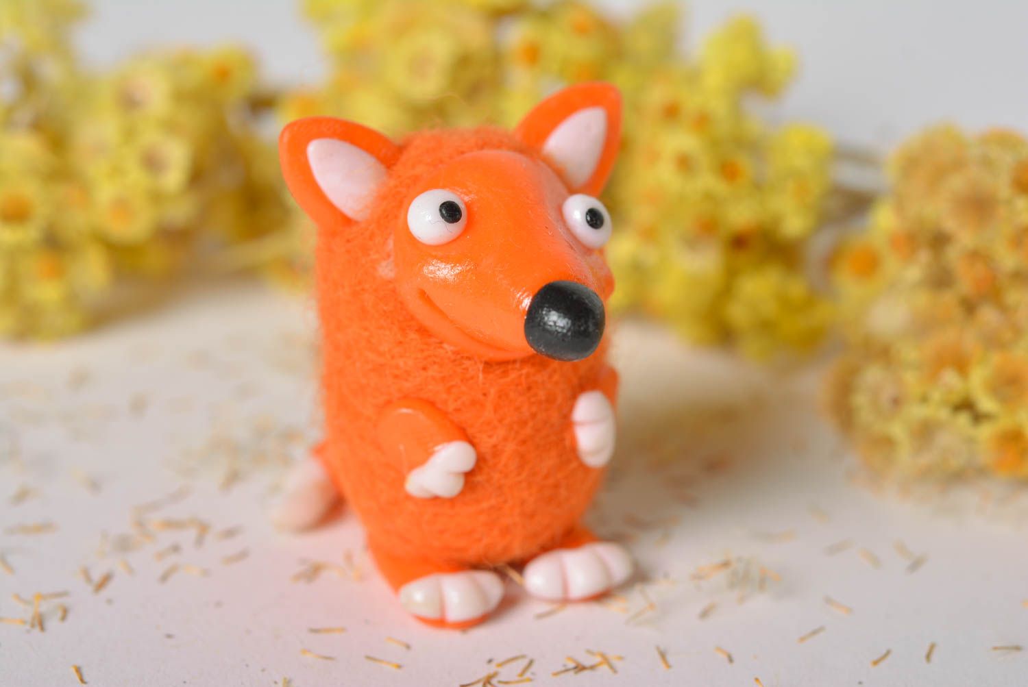 Gefilzte Figur handmade Fuchs Spielzeug Kinder Geschenke kleine Figur orange foto 3