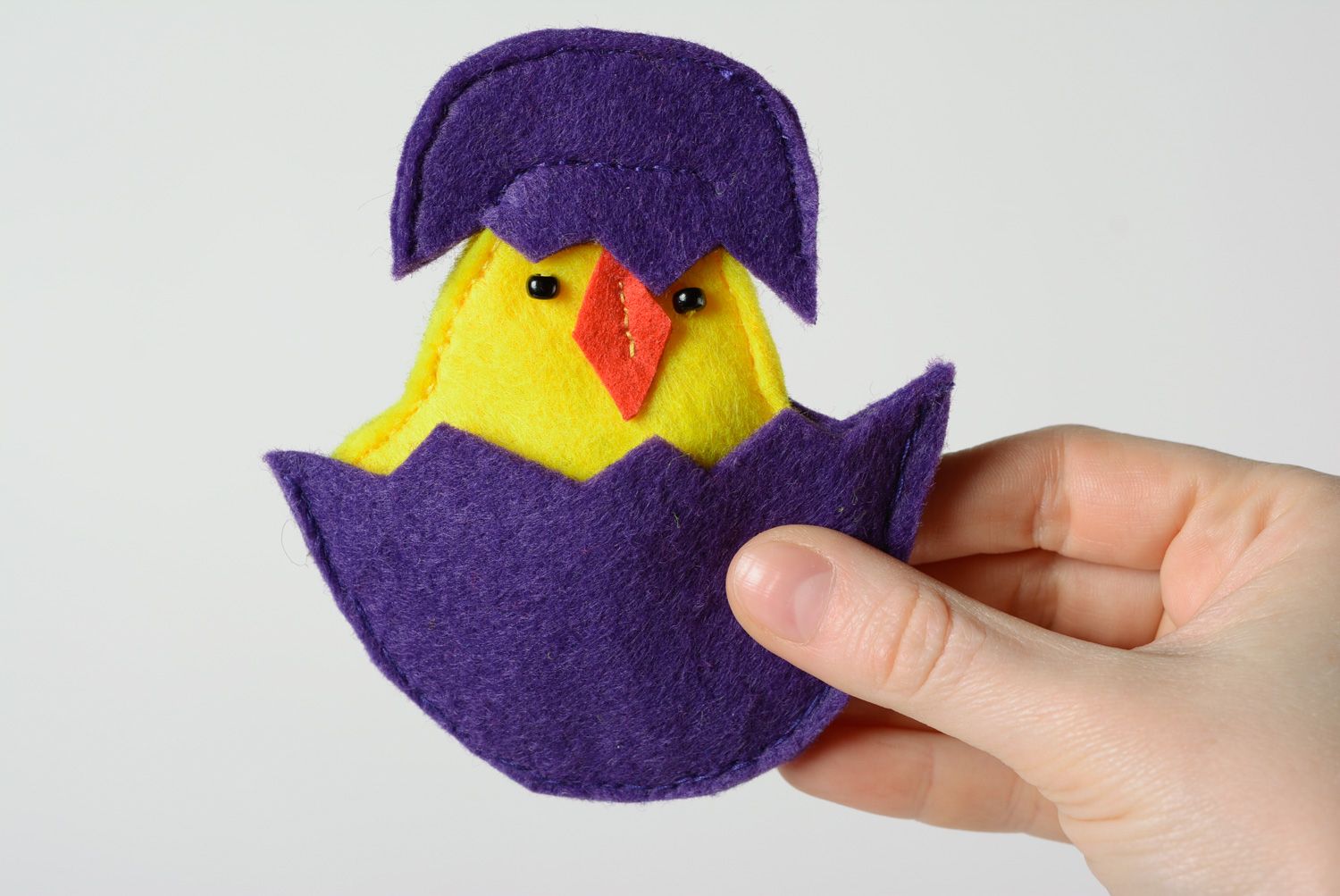 Handmade educational toy sewn of felt chicken in eggshell for little children photo 2