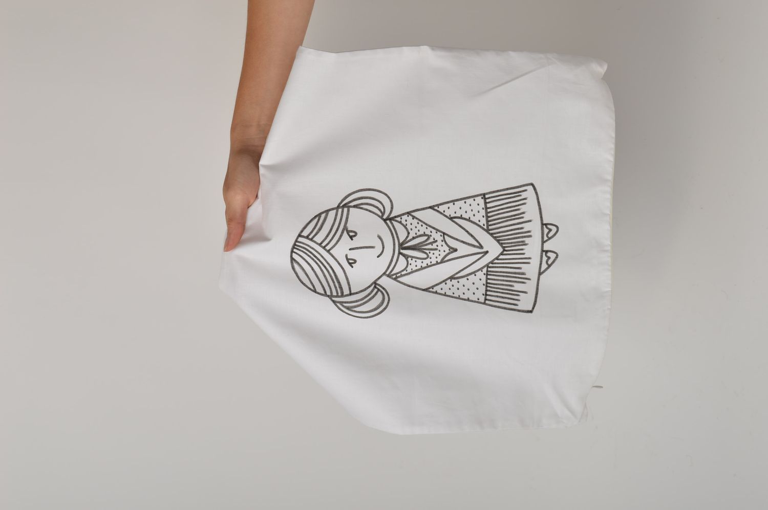 Taie oreiller fait main Literie originale en coton blanc Cadeau femme Fille photo 5