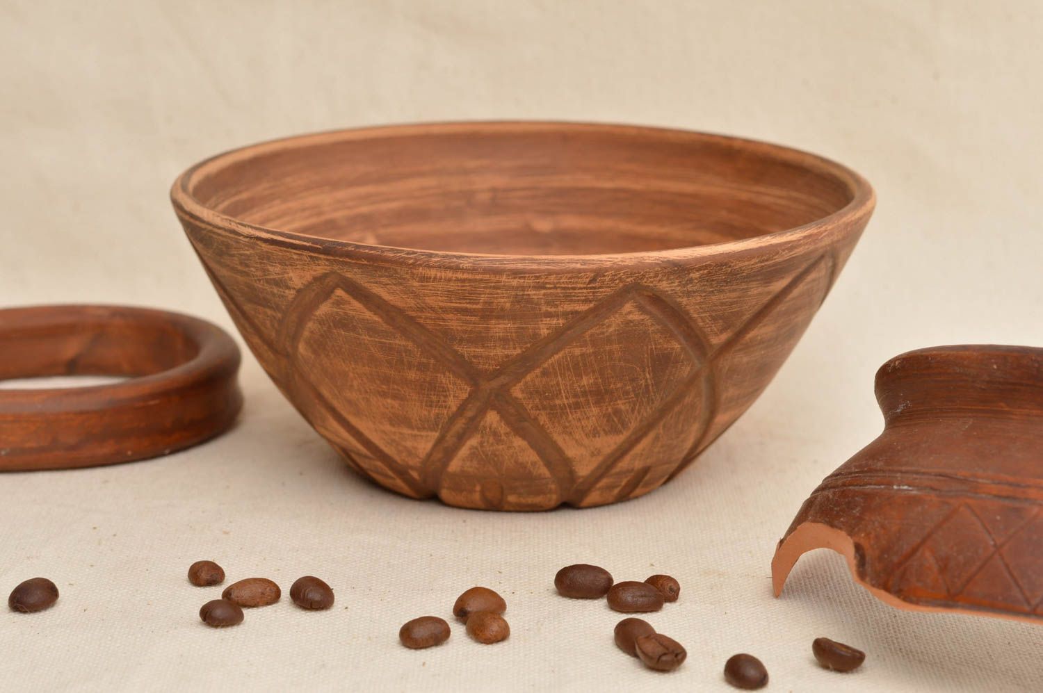 Cuenco de cerámica hecho a mano utensilio de cocina regalo original marrón foto 1