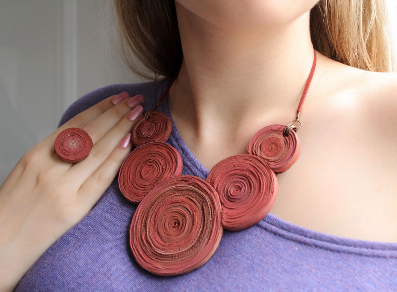 Jewelry set made ​​of polymer clay photo 5