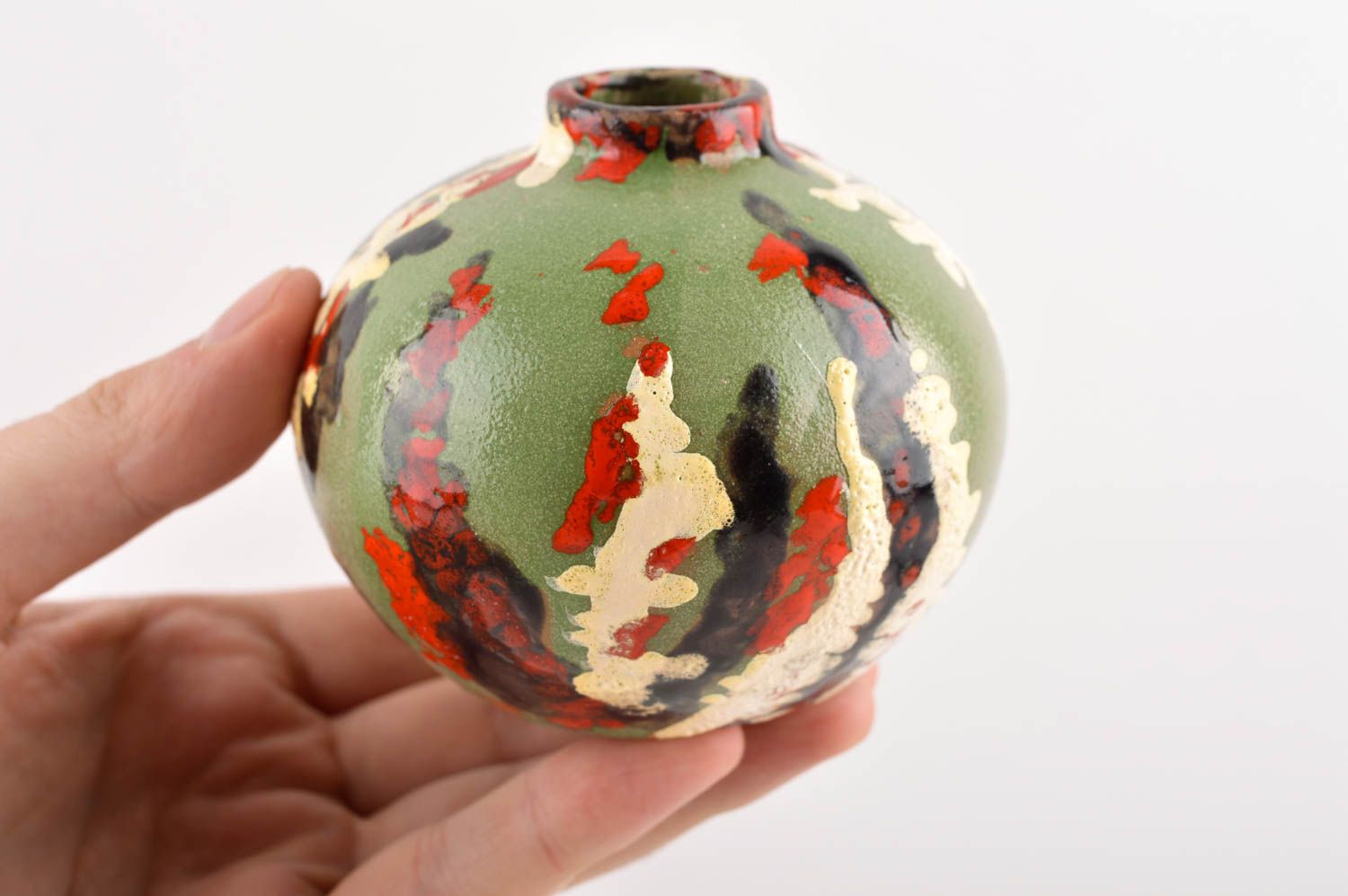Vase en argile fait main Décoration d'intérieur Vase design vert Cadeau original photo 5