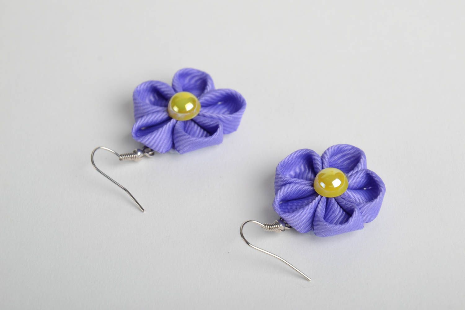 Twisted Ribbon earrings, violet and silver colo... - Folksy