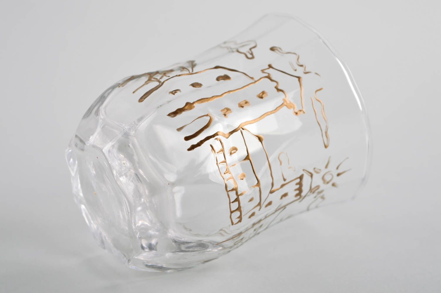 Vaso de cristal con dibujo artesanal utensilio de cocina menaje del hogar foto 5