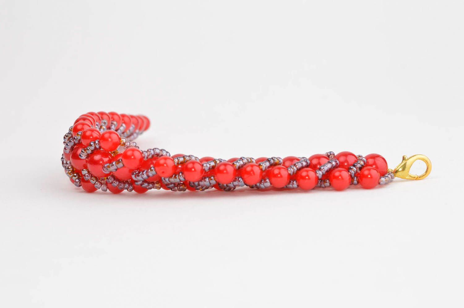 Красный браслет из бусин ручной работы модный браслет модная бижутерия фото 3