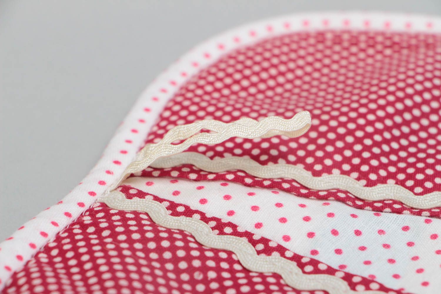 Unusual handmade designer polka dot cotton fabric soft pot holder photo 2