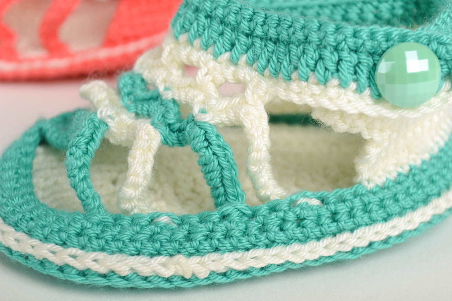 Handmade Gehäkelte Babyschuhe Sandalen Baby Geschenke für Kleinkinder Set foto 3