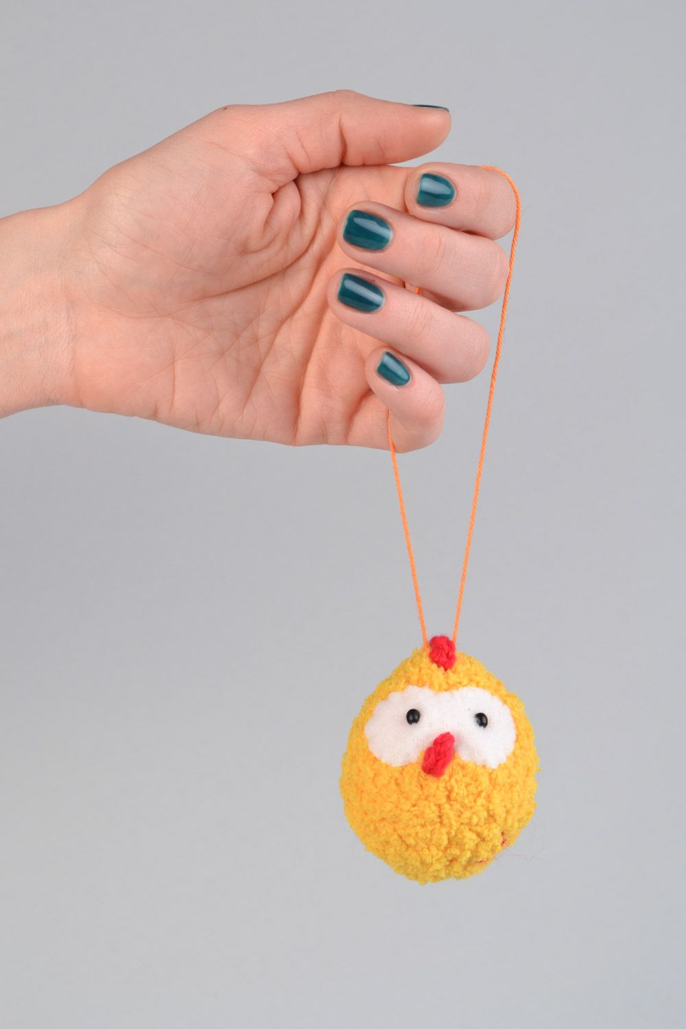 Handmade wall hanging soft toy chicken crocheted of microfibra Easter decoration photo 2