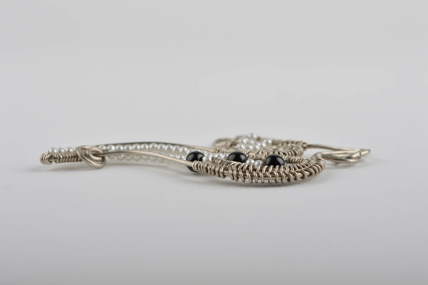 Pendentif en fil de fer Bijou fait main agate perles rocaille Accessoire femme photo 5
