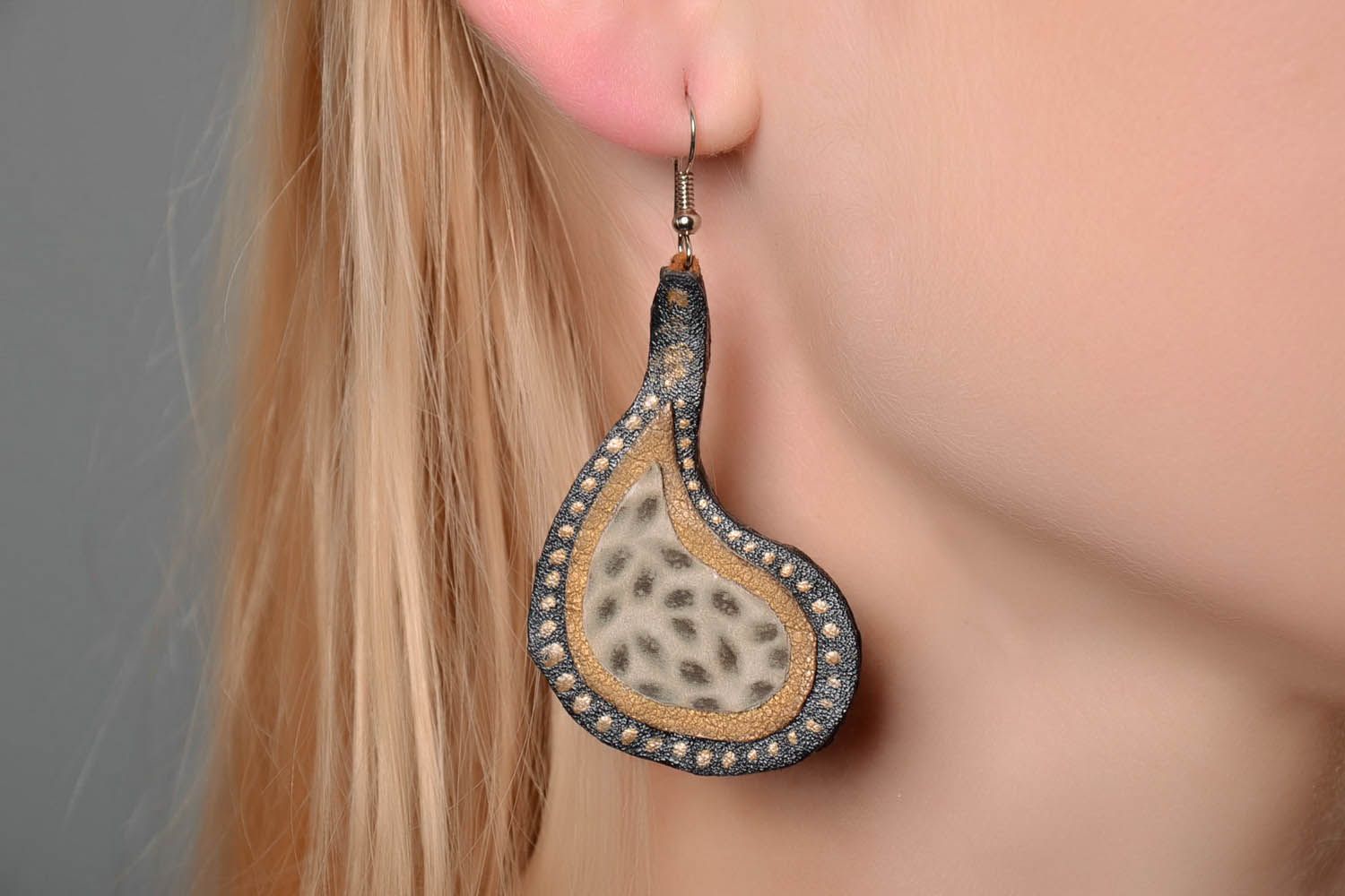 Earrings made of natural leather photo 4