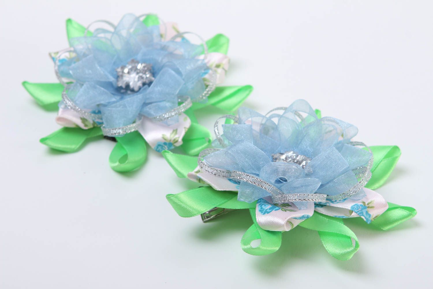 Handmade flower hair clips kanzashi flower handmade barrette gifts for her photo 3