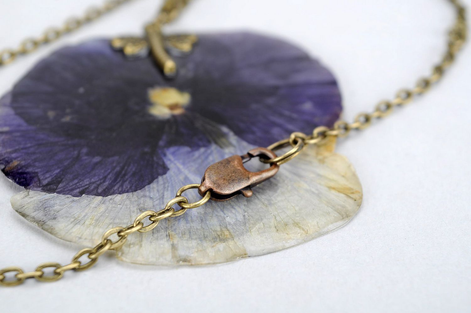 Pendant made from natural flowers Pansies photo 4