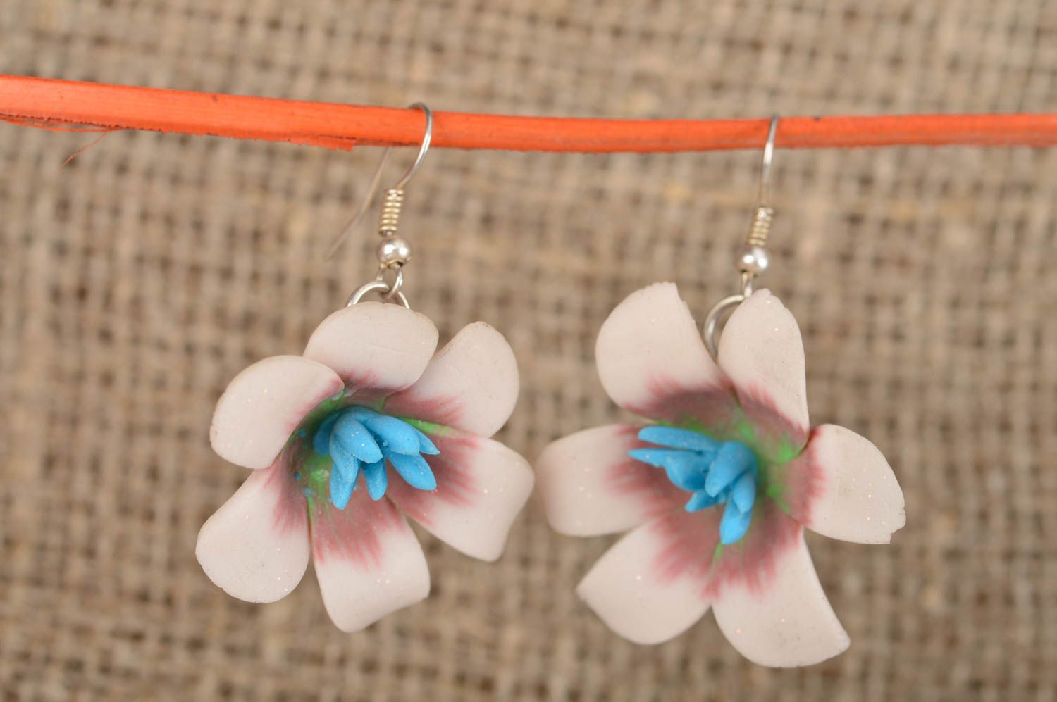 Earrings made of polymer clay with bright flowers handmade jewelry photo 1