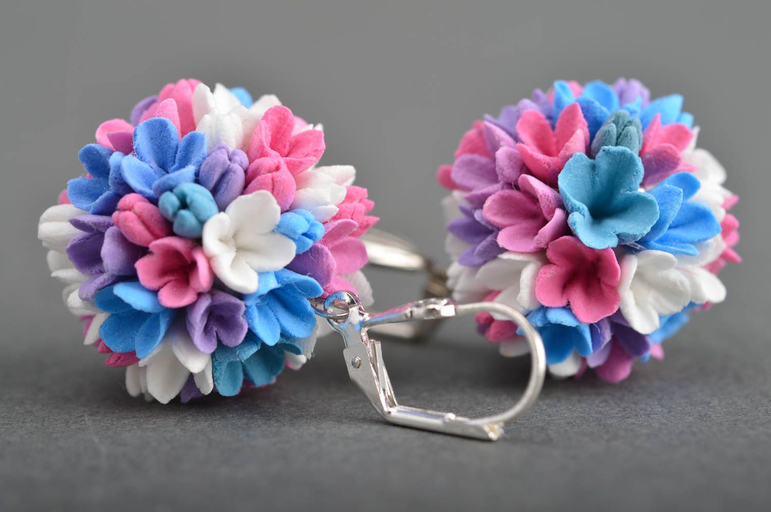 Bright beautiful earrings made of clay designer handmade jewelry Summer Bouquet photo 5