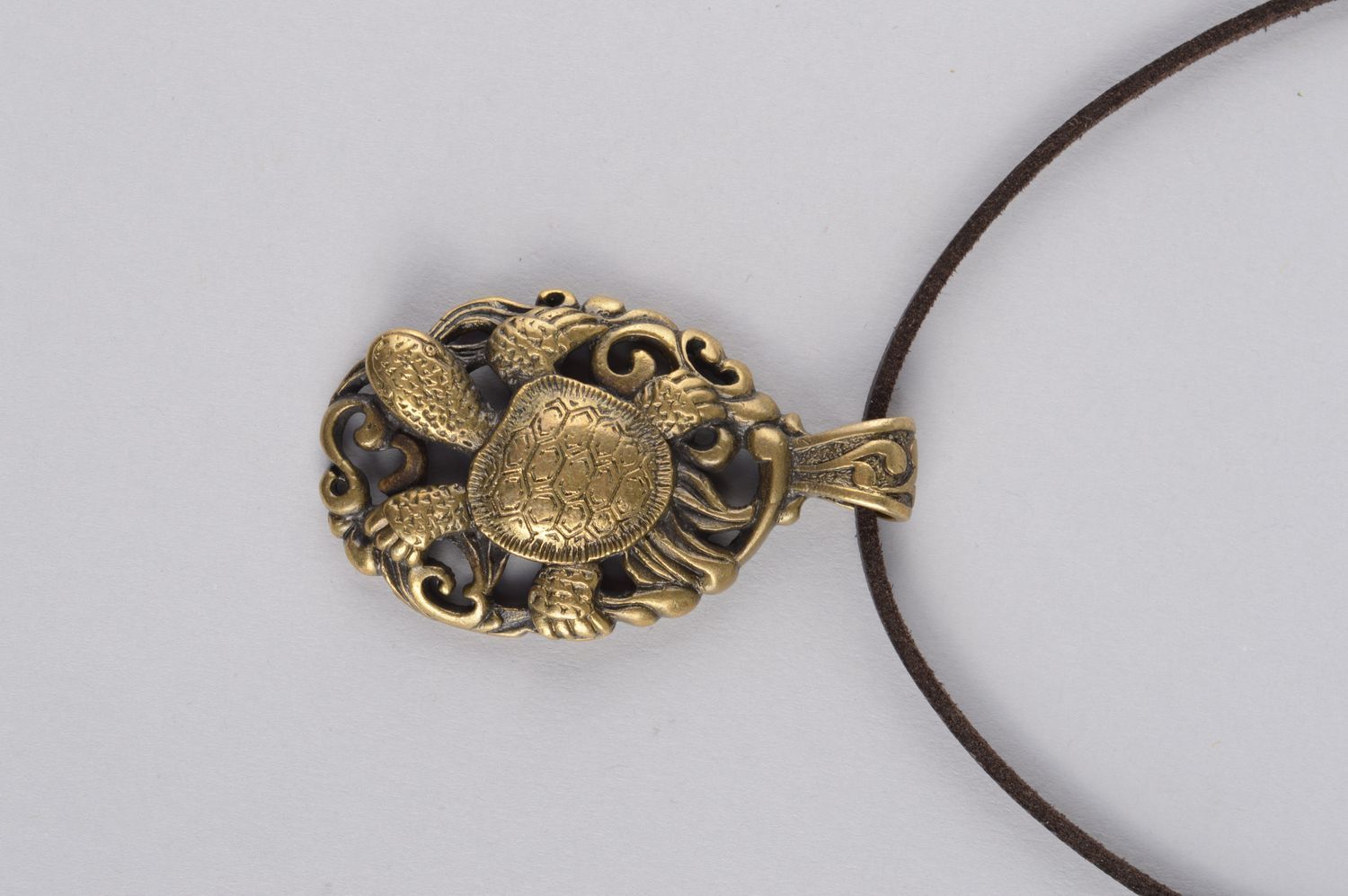 Handmade designer metal pendant unusual bronze pendant cute turtle pendant photo 5