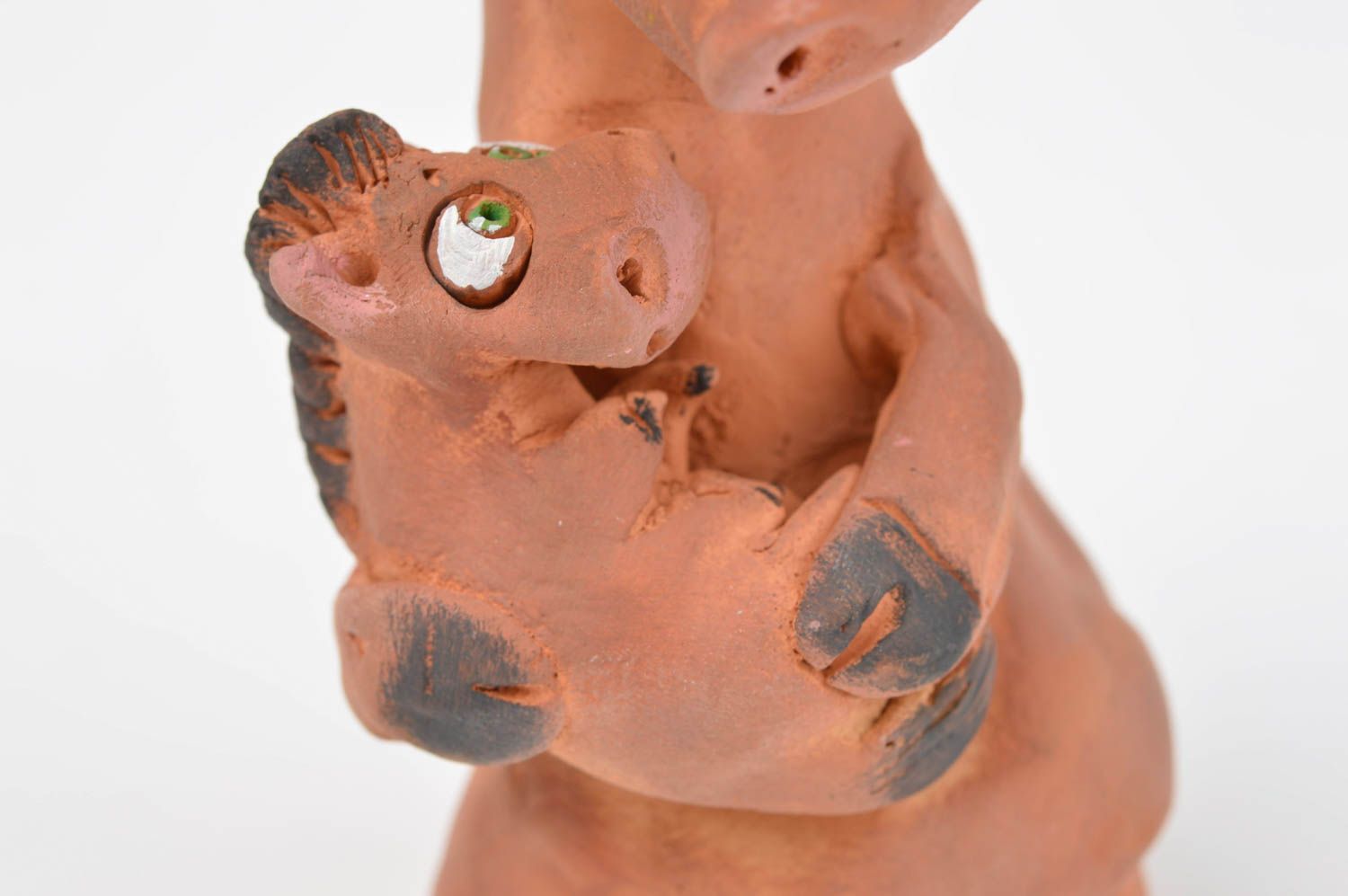 Handmade beautiful ceramic statuette unusual stylish figurine horse souvenir photo 5