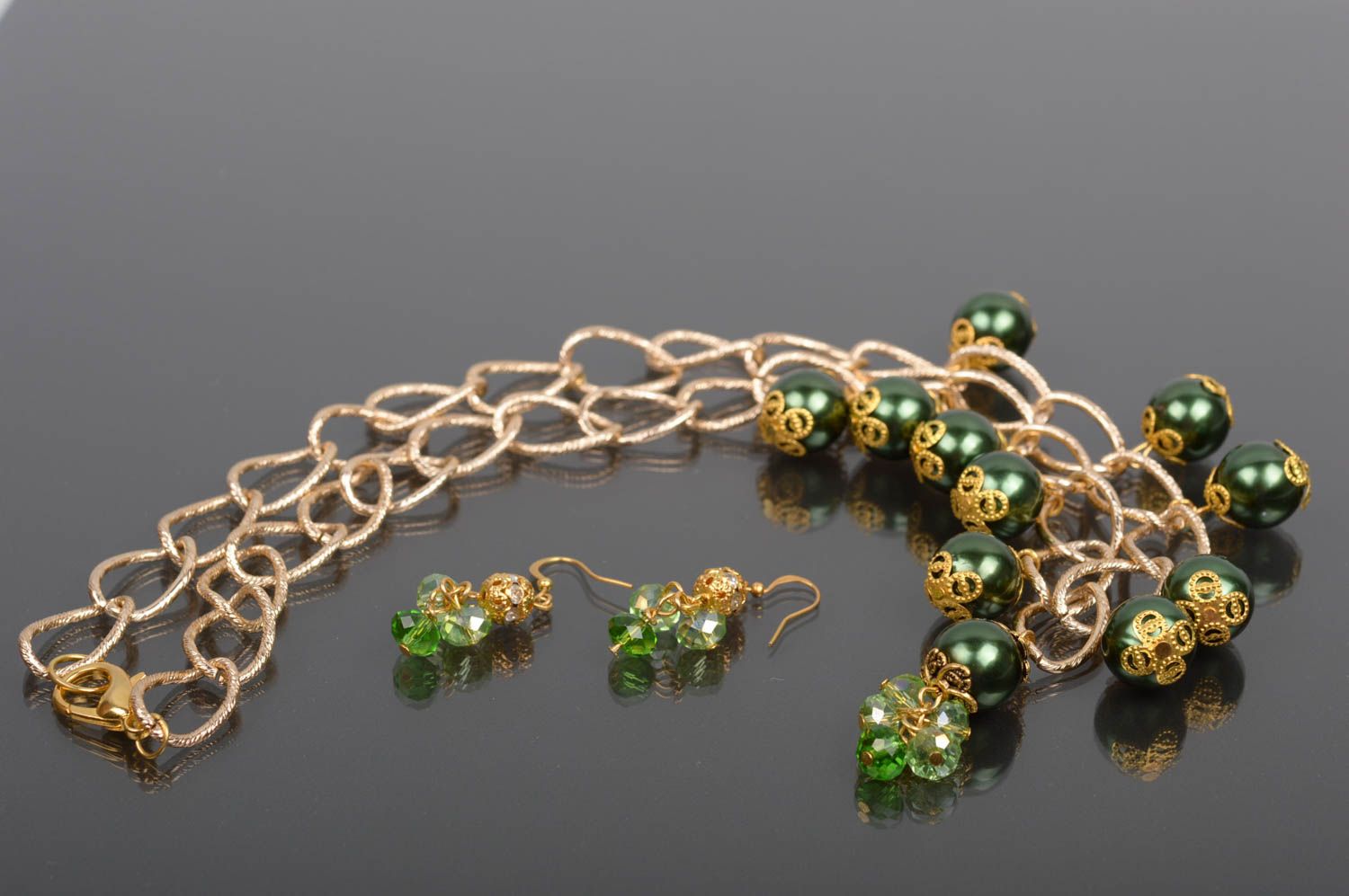 Украшения ручной работы ожерелье из бусин комплект украшений серьги с бусинам фото 2
