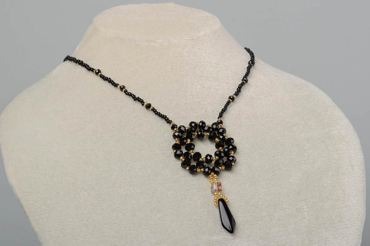 Handcraft necklace seed beads necklace designer accessories vintage bijouterie photo 2