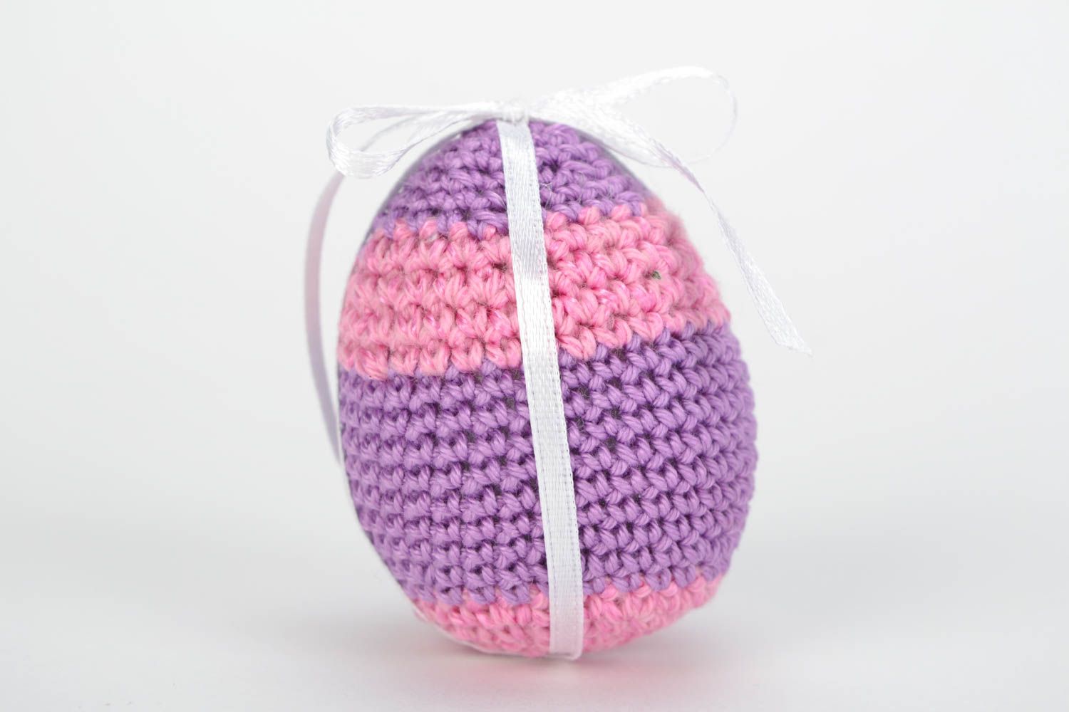 Beautiful handmade decorative crochet striped Easter egg for home decor photo 3