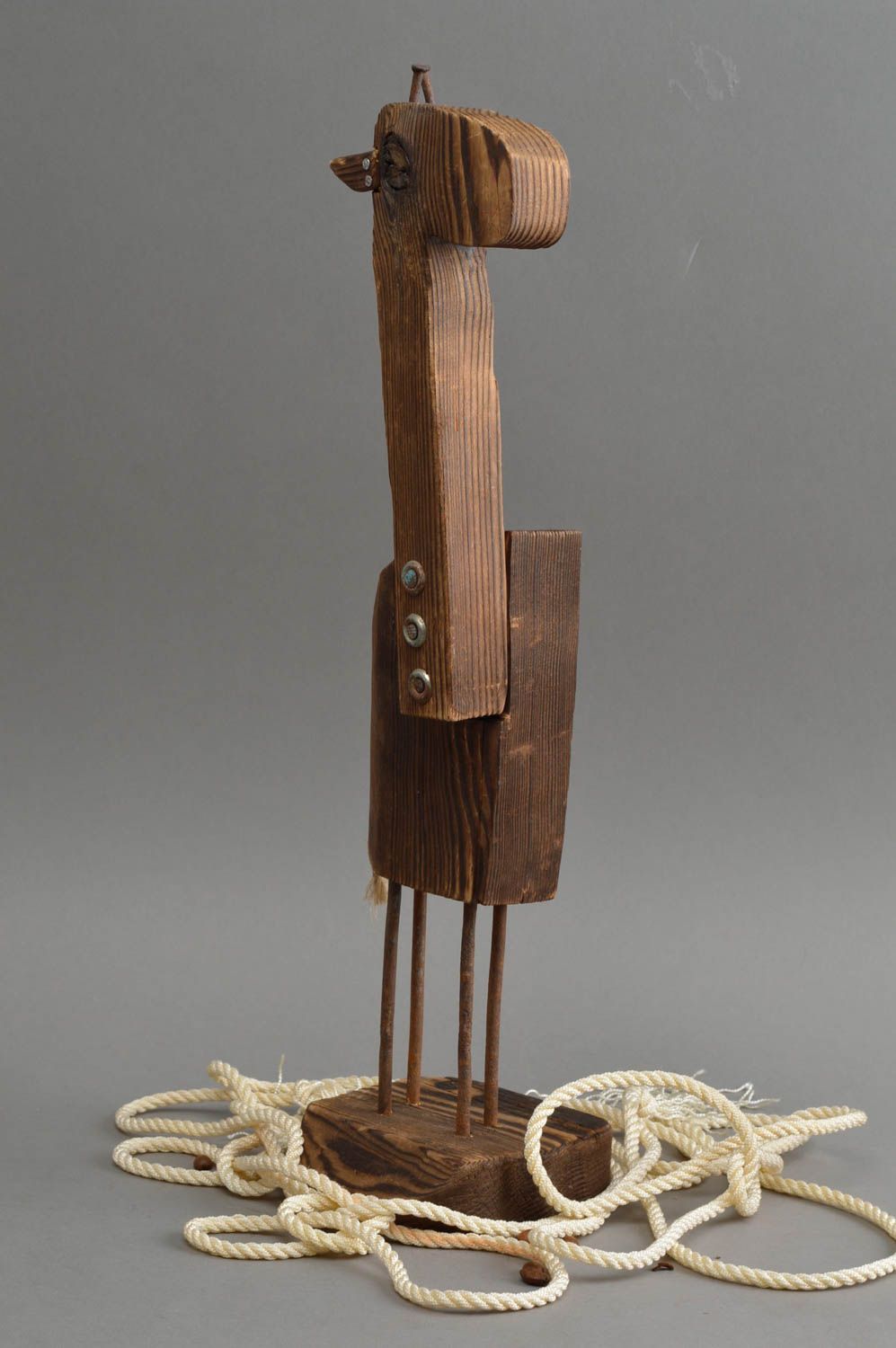 Künstlerische Statuette aus Holz Öko Souvenir Giraffe handgeschaffen lustig toll foto 1