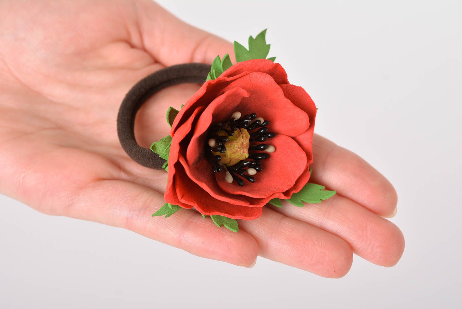 Handmade flower scrunchy delicate flower barrette hair jewelry for women photo 2