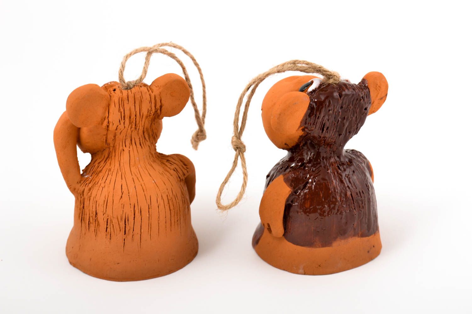 Coppia di campanelle in ceramica fatte a mano souvenir di terracotta decorativo foto 4
