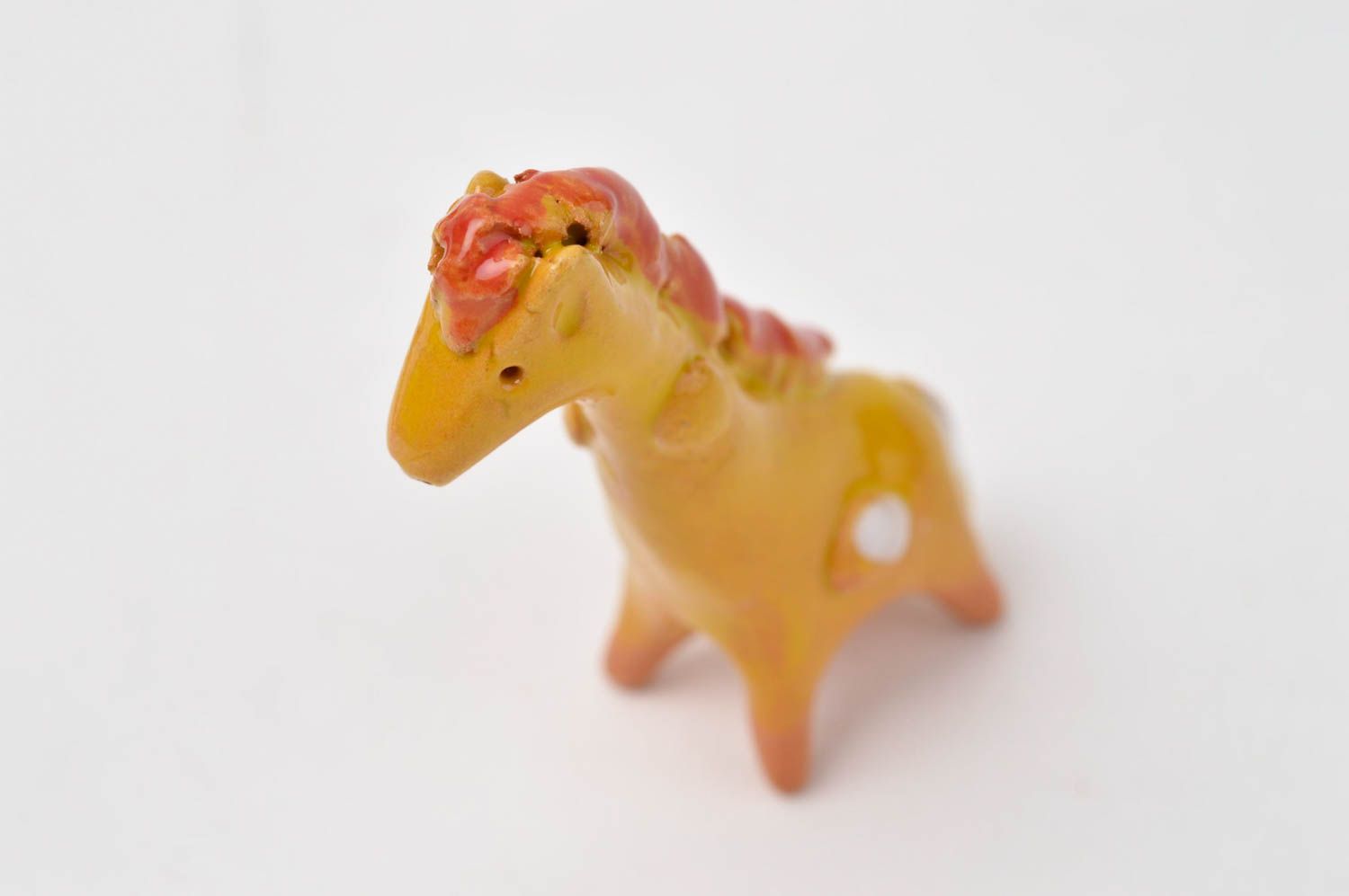 Figurine girafe Statuette miniature fait main en argile peinte Déco maison photo 1