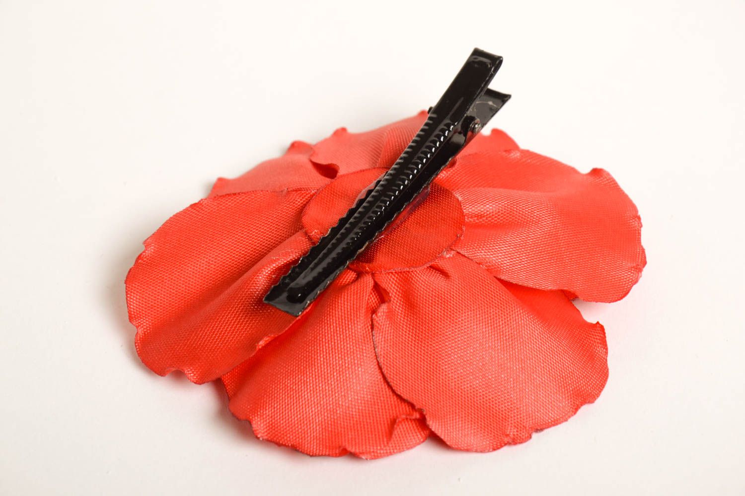 Handmade Damen Modeschmuck Haarspange Blume Accessoire für Haare rote Mohnblume foto 4