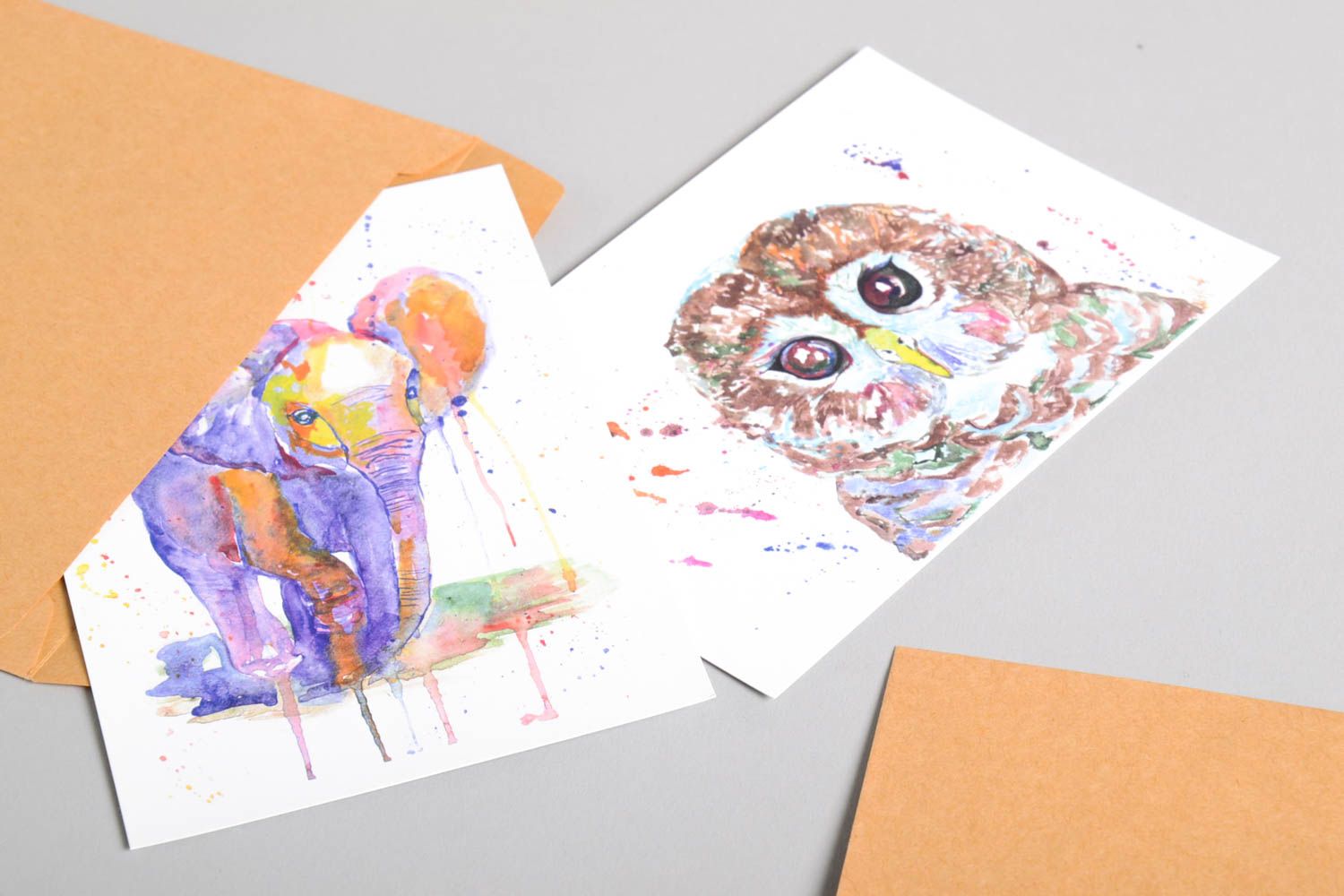 Открытки ручной работы красивые открытки две поздравительные открытки Зверушки фото 4