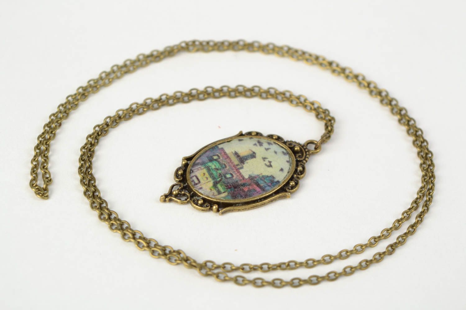Handmade jewelry resin pendant with decoupage print vintage photo 3