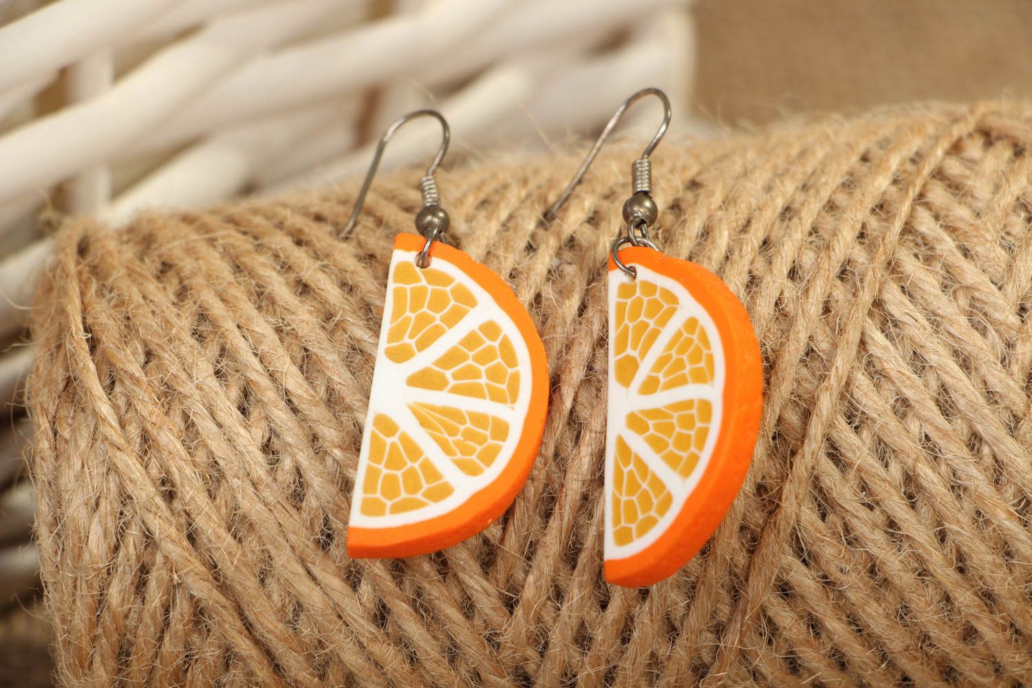 Polymer clay earrings Citrus photo 4