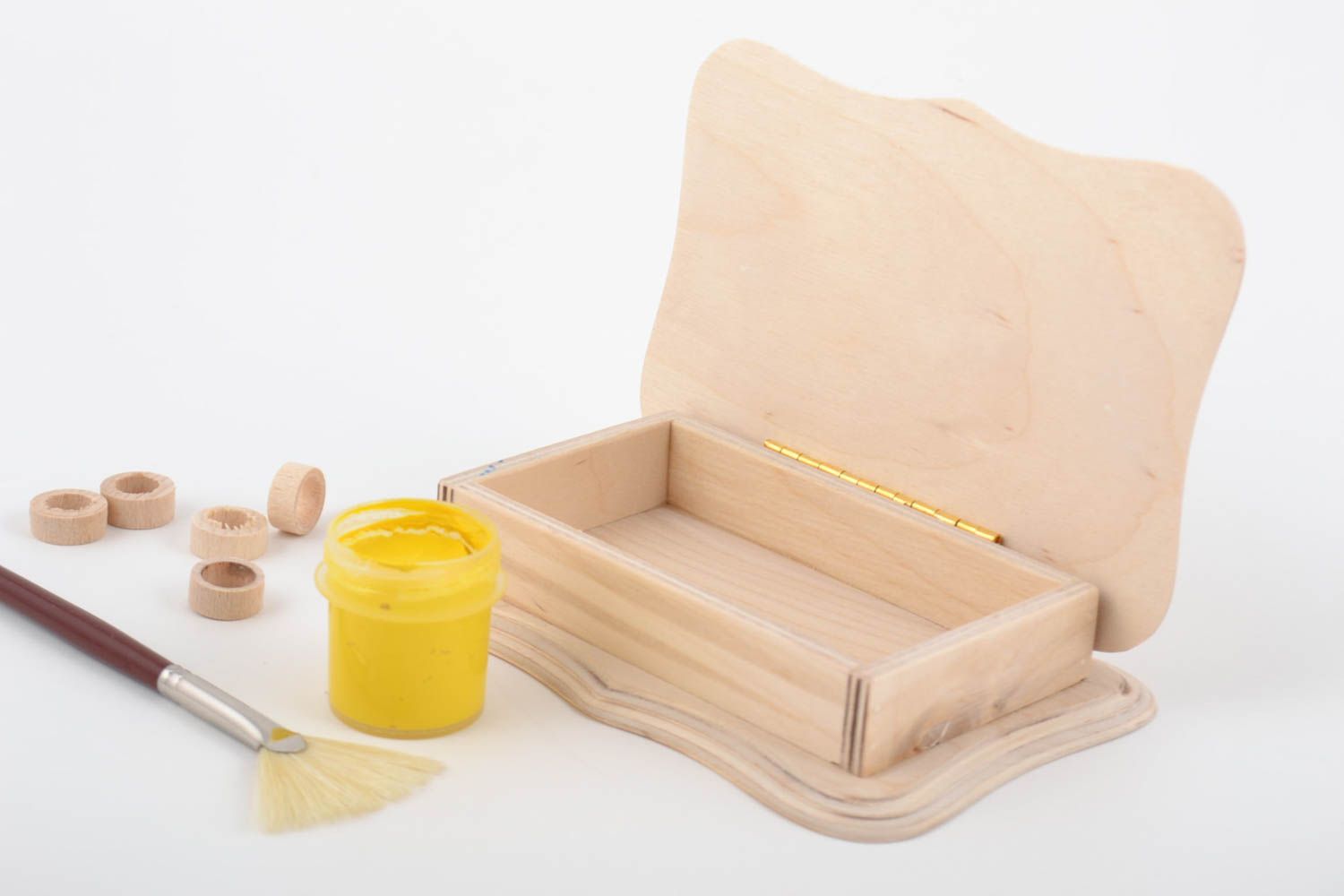 Pieza para manualidades artesanal caja de madera contrachapada con tapa foto 1