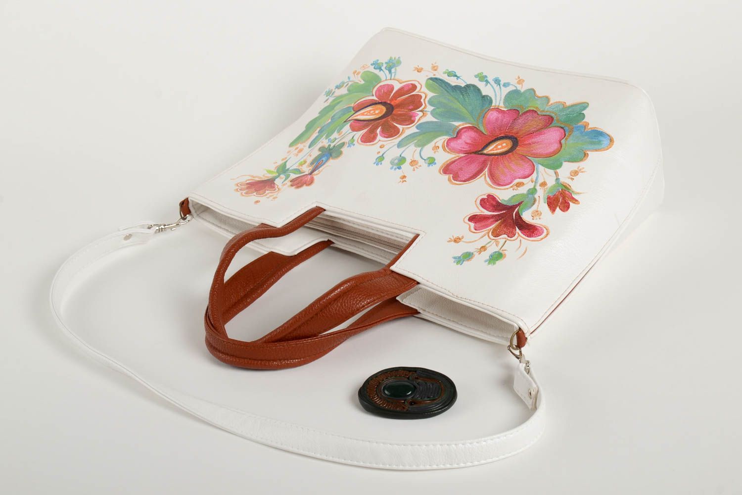 Bolso de cuero original y broche artesanal accesorio de moda regalo para mujer foto 4