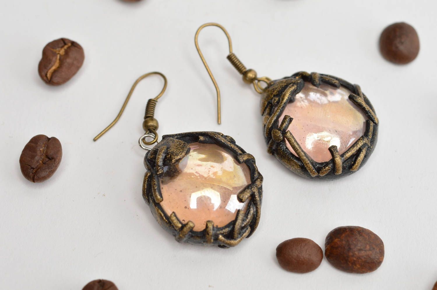 Stylish handmade round plastic earrings polymer clay ideas jewelry designs photo 1