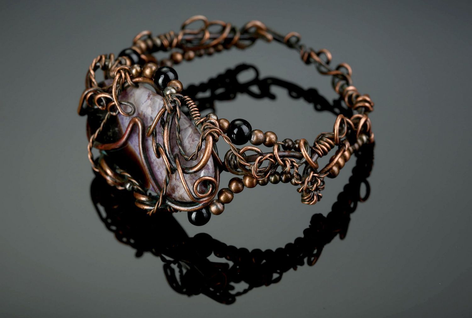 Copper bracelet with agate Diadem of Venus photo 3
