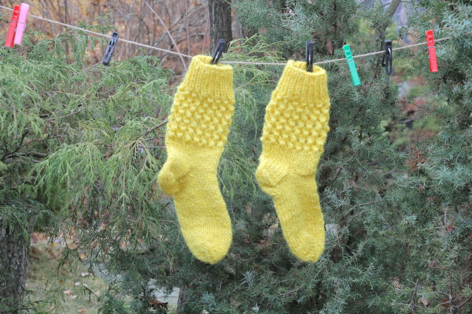Yellow socks made of natural wool photo 1
