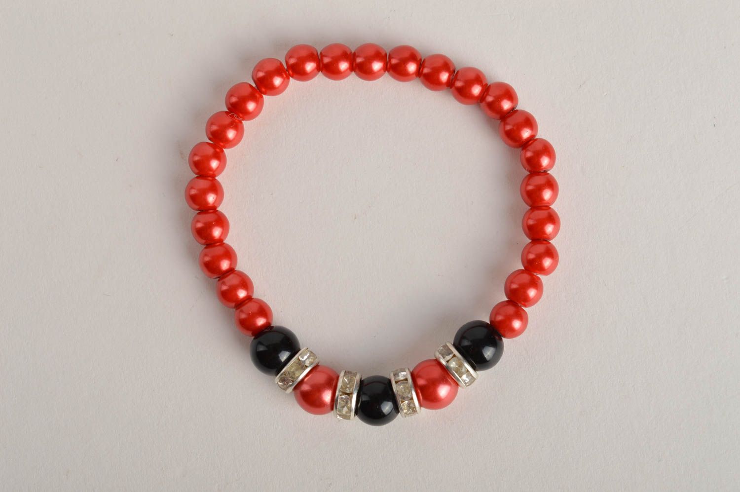 Handmade red thin bracelet beaded wrist bracelet elegant accessory gift photo 3