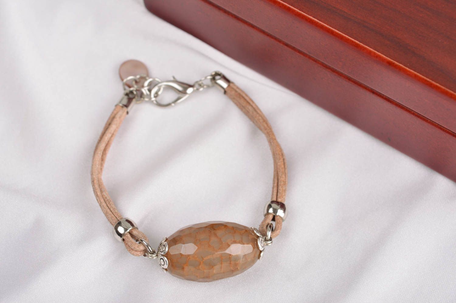 Handmade gemstone bracelet leather bracelet designs accessories for girls photo 1