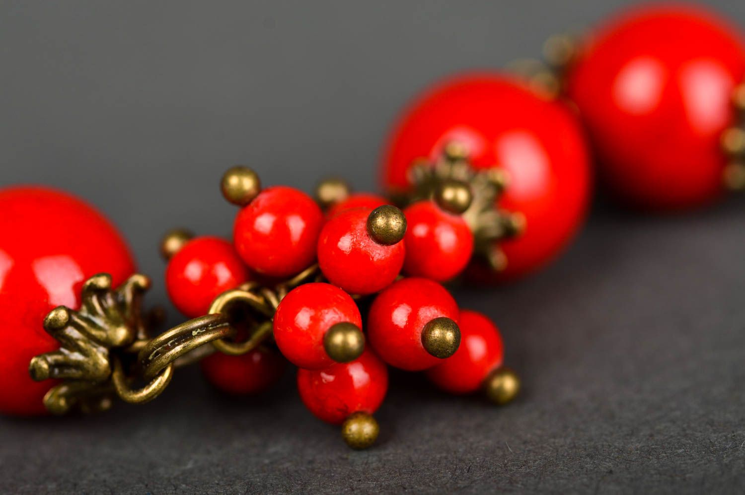 Handmade designer red bracelet unusual coral bracelet beaded elegant jewelry photo 5