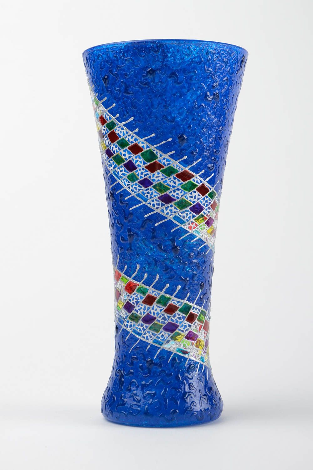 Handmade Deko Glasvase Designer Vase Haus Dekoration 500 ml stilvoll dunkelblau foto 4
