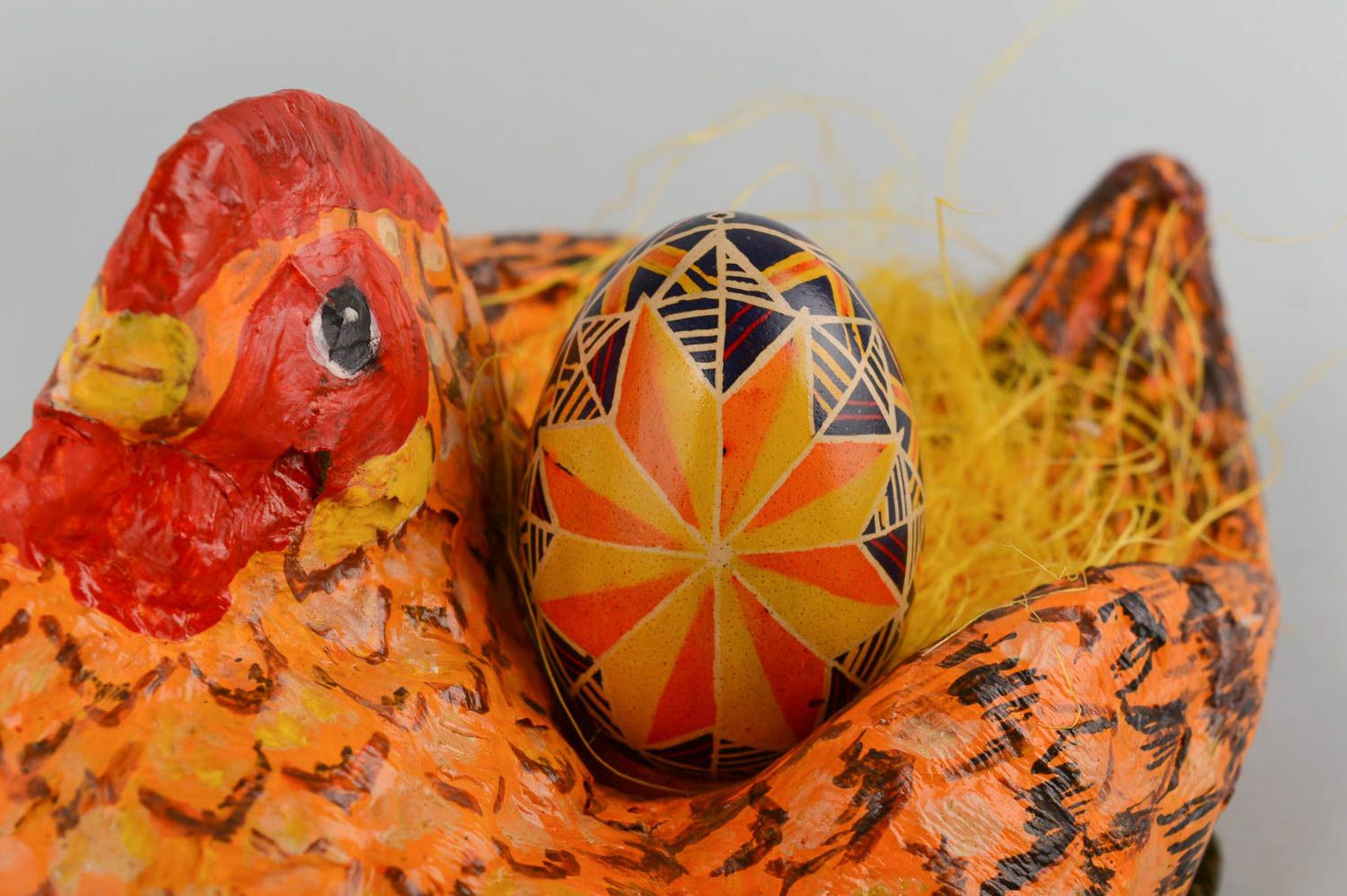 Handmade bright painted egg beautiful Easter egg stylish Easter home decor photo 1