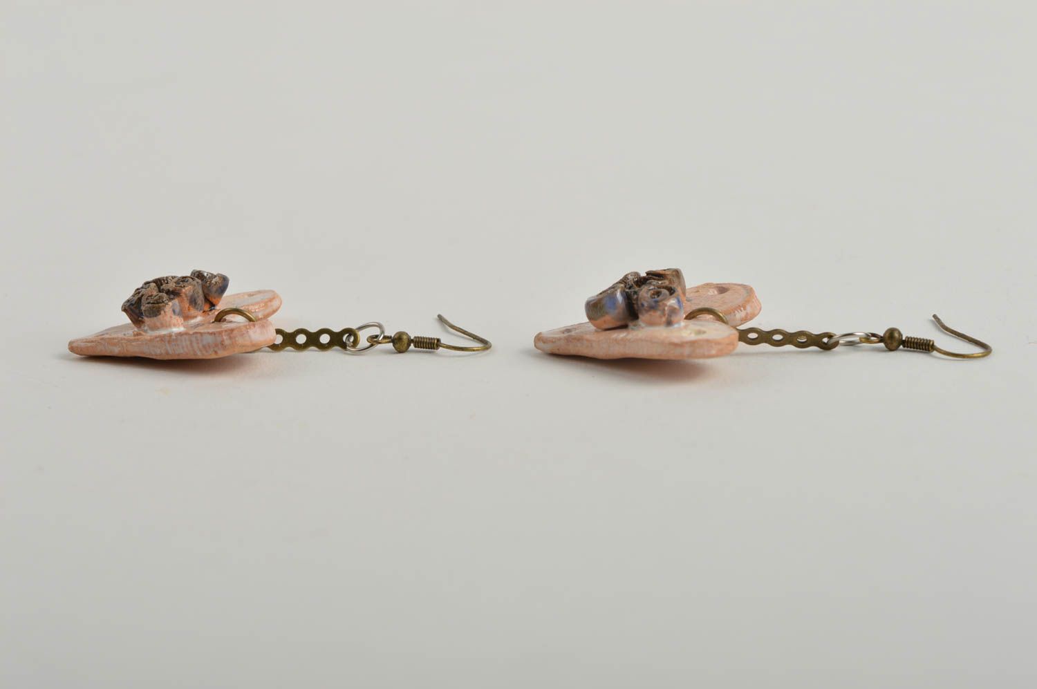 Boucles d'oreilles coeur Bijou fait main en céramique Accessoire femme original photo 5