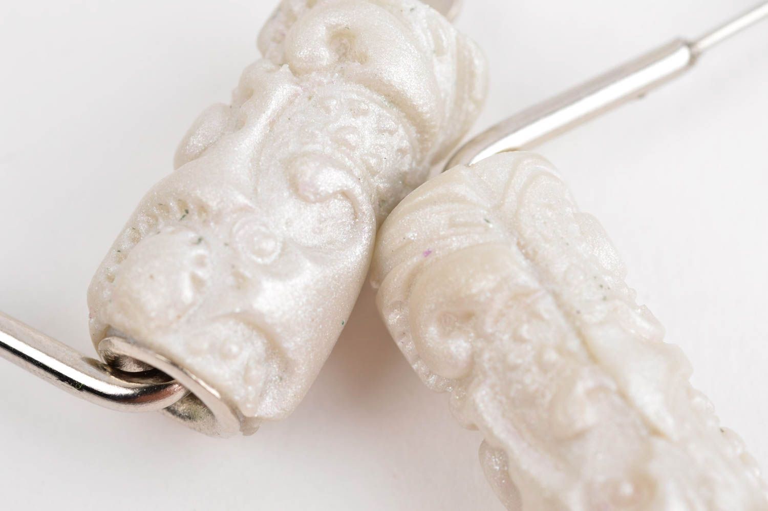 Handmade unusual earrings white designer earrings cute elegant accessory photo 5