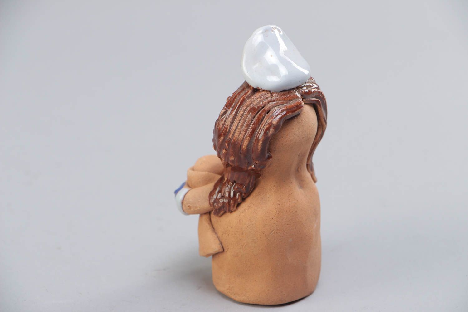 Handmade dekorative Statuette aus Ton klein originell mit Bemalung Seefrau foto 4